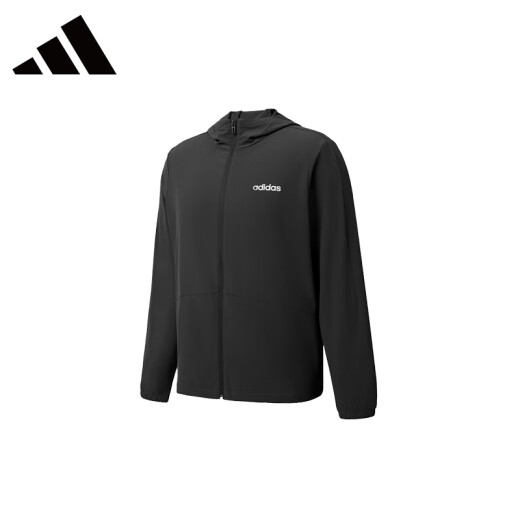 阿迪达斯 （adidas）春夏季薄外套运动服梭织连帽拉链上衣JN8451 黑色  XL 