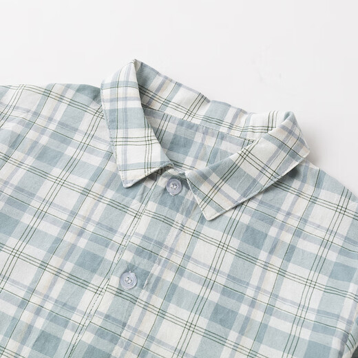 Dudujia Children's Autumn Plaid Shirt Suit Boys Lapel Jacket Knitted Vest Baby Cotton Pants Casual Jacket Blue 100