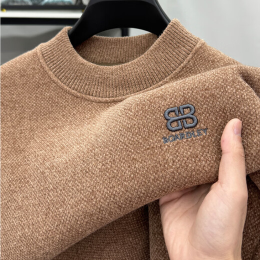 老人头（LRT）加绒加厚半高领毛衣男秋冬季中青年保暖内搭针织打底衫卫衣男潮 9859深灰 4XL 推荐185-210斤