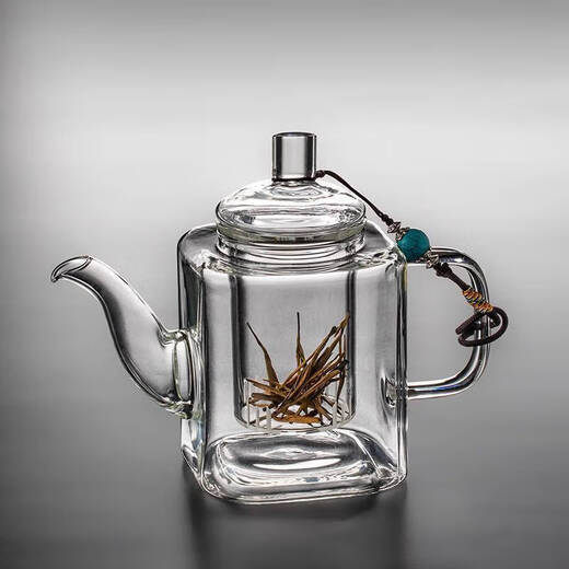 New Chinese teapot household tea brewing device tea water separation explosion-proof thickened glass high temperature resistant square teapot 350ml 1 piece