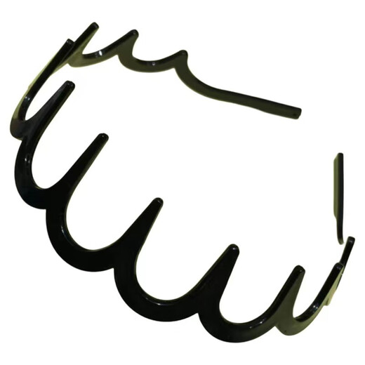 Tang Funi high-ceiling fluffy artifact sweet toothed wavy hair hoop for women 2025 new pressure hair clip headband hair hole long tooth hair hoop bright black