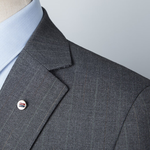 Shanshan (SHANSHAN) light luxury brand 2025 new men's suit suit comfortable business casual wedding suit suit for men gray stripes 2XL 185/52