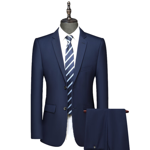ROMON high-end men's suit 2025 spring and autumn business casual professional slim suit wedding dress two-piece royal blue top + pants two-piece set 46 165 size