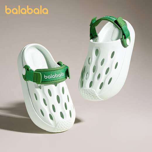 Balabala children's slippers, boys' summer toe-toe anti-kick, large children's hole-in-the-wall sandals, boys' wear-resistant and breathable beach sandals, mint green 35, inner length 22cm (220) suitable for feet 34-35