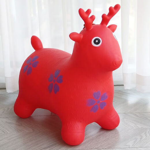 Jumping horse, 1-3 years old, children's inflatable toy with music, enlarged and thickened leather horse, baby riding, jumping deer mount, ordinary horse (without music), random color