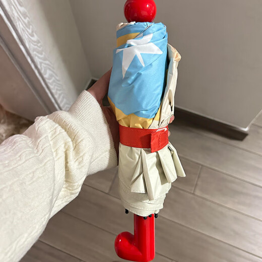 红色靴伞女生高颜值晴两用黑胶遮阳伞防小巧便携 A3879-1