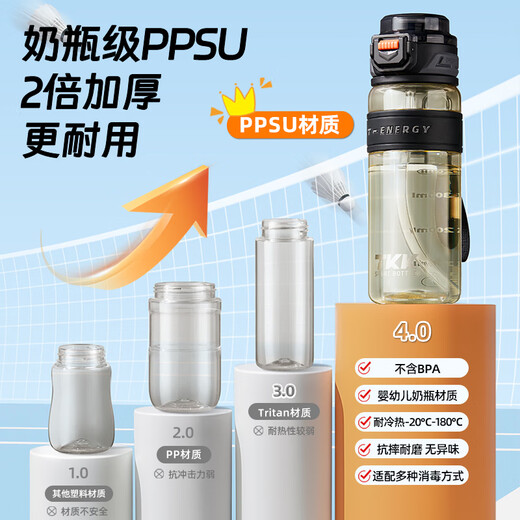 TKK water cup plastic cup food grade ppsu sports water bottle student children go to school special high temperature resistant military training large cup