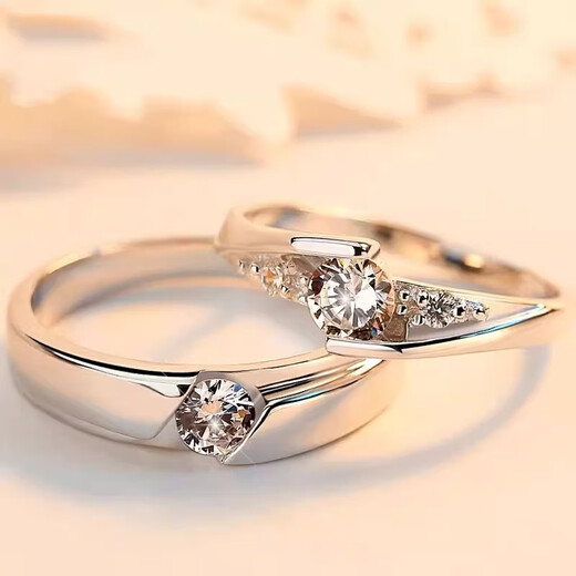 Moissanite ring, sterling silver ring, couple's ring, men's and women's pair, platinum simulation diamond ring, Valentine's Day gift, exclusive model, couple's ring, pair