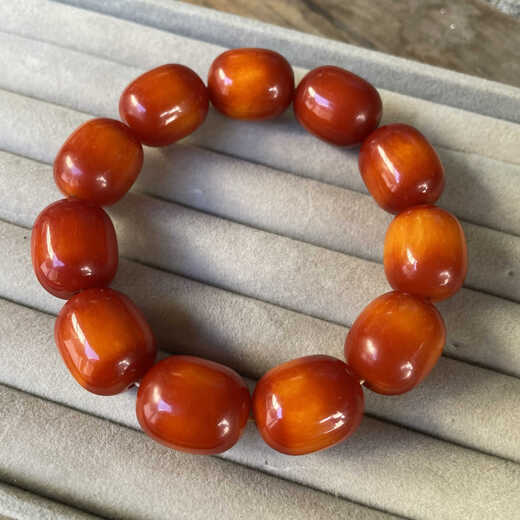 DYN natural old beeswax date bead bracelet two-color red skin chicken oil red beeswax bucket bead bracelet men's and women's amber
