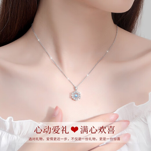 Saturday Fortune Platinum Necklace Women's Heart of the Ocean Pendant Girls Jewelry 520 Valentine's Day Gift for Girls Suitable for Girls