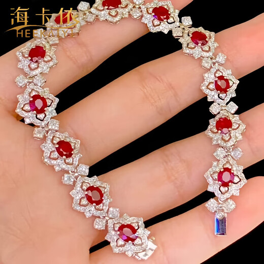 HEEKAIYI Ruby Bracelet for Women, Pigeon Blood Red Diamond Luxury Jewelry, Chinese Valentine's Day, Birthday Gift for Wife, Selected 7.2 Carat Pigeon Blood Red Ruby Bracelet