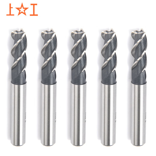 Shanggong Pack of 10 Coarse Tooth Straight Shank End Mills 3 Flutes 5mm HSS High Speed Steel Milling Tools