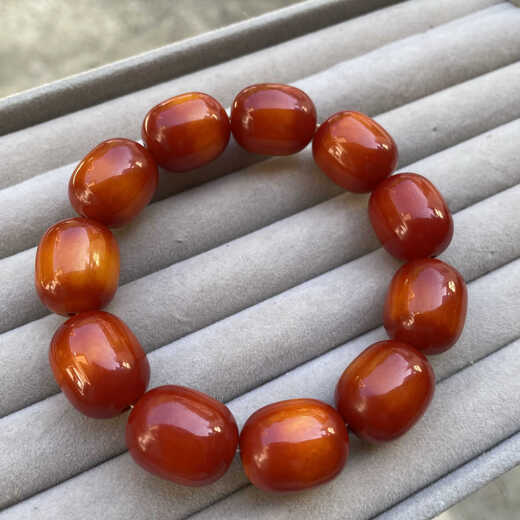 DYN natural old beeswax date bead bracelet two-color red skin chicken oil red beeswax bucket bead bracelet men's and women's amber