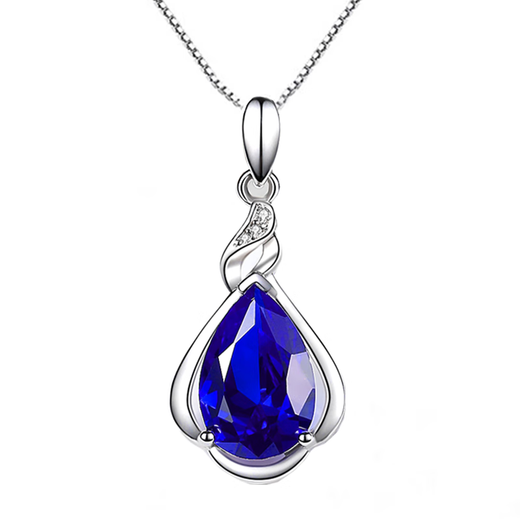 Yage water drop pear-shaped sapphire pendant for women 925 sterling silver plated 18K gold tanzanite royal blue sapphire clavicle necklace single pendant (without chain)