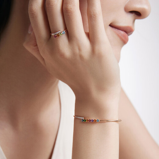 Chow Tai Fook ENZO Rainbow Series 18K Gold Colorful Gemstone Diamond Bracelet for Women EZV8013