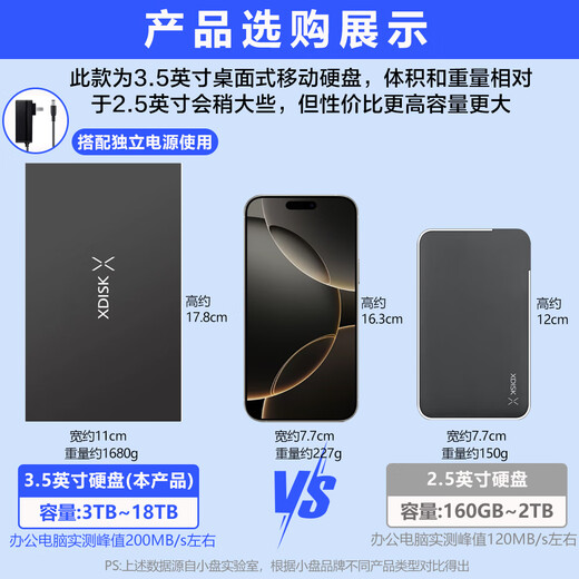 Small disk (XDISK) 10TB mobile hard drive USB3.1 enterprise-class desktop hard drive TypeC external computer TV game hard drive metal 3.5-inch home data warehouse