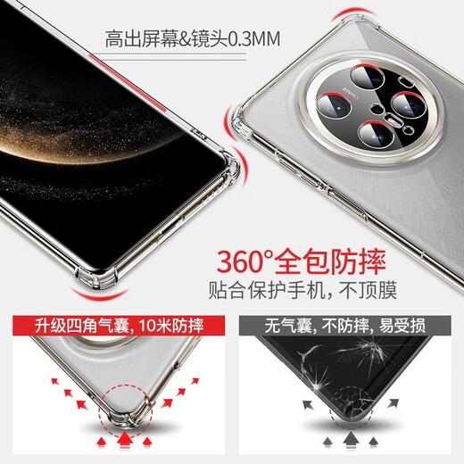 Shanjuxue aplicable a Huawei Mate70pro Case de teléfonos móviles Mate70 Case de protección Porsche 70Pro+ Lente completa de inclusión completa anti-Fall transparente Airbag Airbag Silicone Soft Shell Coadring Models Modelos masculinos y femeninos totalmente transparentes [Airbag Anti-Fall/lente Full Inclusive] HuAwei Mate70Pro/Pro+/Versión premium [Versión premium] [General] [General]