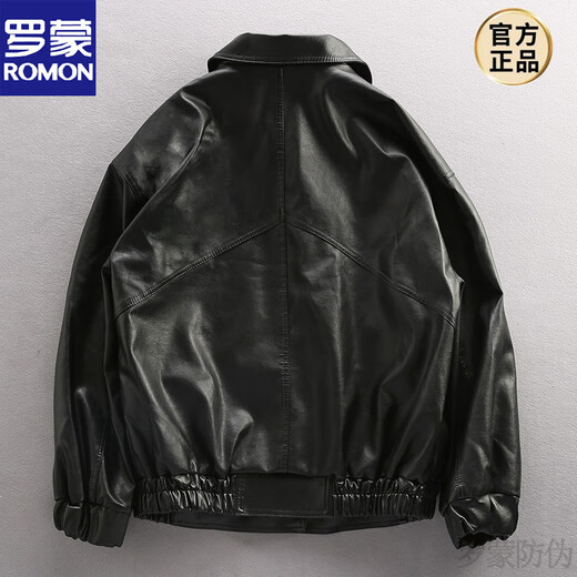ROMON American retro loose leather jacket for men in winter plus velvet and thickening trendy handsome motorcycle leather jacket PU leather jacket black single style S suitable for 115Jin Jin equals about 0.5kg