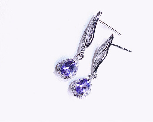 Weici S925 silver inlaid tanzanite earrings, earrings, main size 4*5mm, small, fresh and simple, supports identification