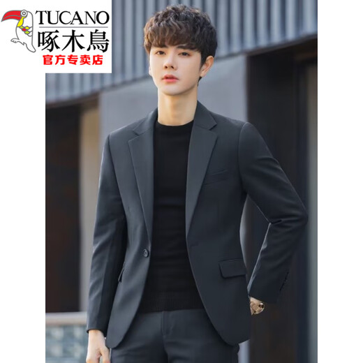 Woodpecker (TUCANO) suit men's spring and autumn Korean style handsome high-end casual business formal jacket slim small suit dark gray suit 19 (wool thick style) S 90-105Jin Jin is equal to 0.5 kg