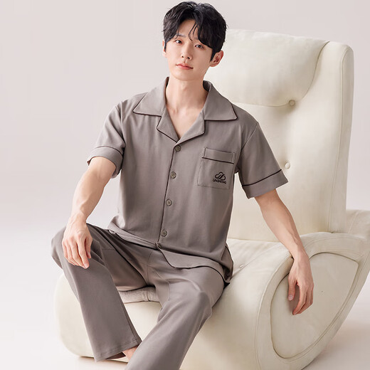 Yalu Pajamas Men's Cotton Summer 2025 New Summer Cotton Men's Large Size Wearable Home Clothes Set NSALM-LMSJ9215 L (Recommended 100-125 Jin Jin equals 0.5 kg)