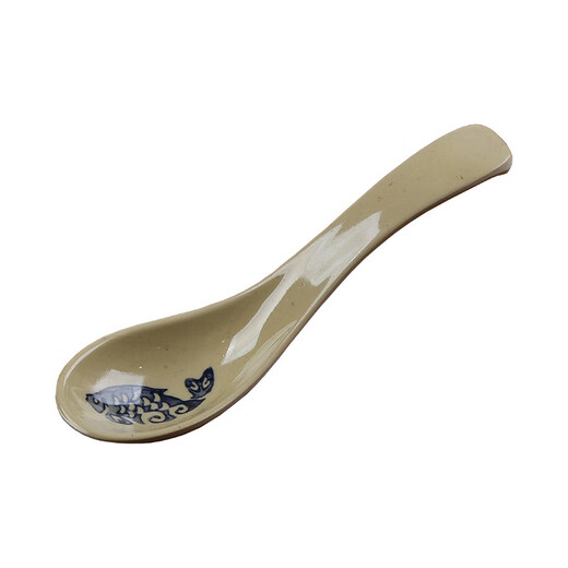 Jingwan A5 grade melamine spoon plastic hook spoon porcelain ramen spicy soup spoon commercial hotel restaurant special A5 blue and white flat spoon with high temperature resistance of 120 degrees 10 pieces