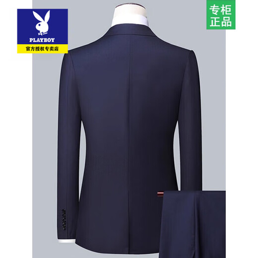 Playboy Custom Suit Suit Men's Business Professional Suit Wedding Groom Work Slim Small Suit Men's Jacket Gray Suit+Vest+Trousers XL 175/ Recommended 120-130Jin Jin equals 0.5 kg