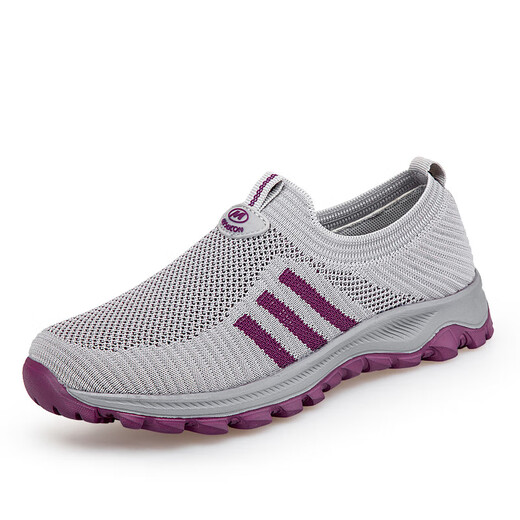 Adachiaki Fußstapfen für ältere Menschen flache Schuhe für Frauen Frühling und Sommer mittleren Alters und ältere Mutterschuhe Anti-Rutsch weicher Sohle atmungsaktivem Mesh Leap Month Schuhe 5758 9202 Black 38 [Senden Sie professionelle Socken]