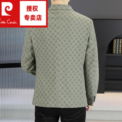 Pierre Cardin 2025 Spring and Autumn Casual Suit Men's Korean Style Slim-fitting and Handsome Printed Unisex Youth Small Suit Jacket Khaki 2XL 140-155Jin Jin is equal to 0.5 kg within