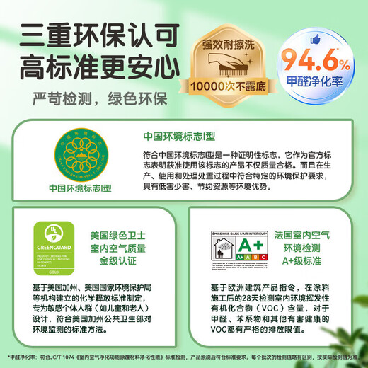 Dulux Zhiyue Charbon de Bambou Anti-Formaldéhyde Cinq-en-Un Odeur Pure Peinture Latex Anti-moisissure Peinture Antibactérienne Revêtement A8146 Blanc 18L