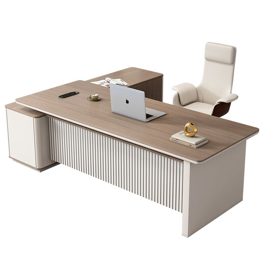 Minrui boss table, high-end light luxury president table, simple and modern single office desk and chair, executive desk, manager table, high-end 2.8m boss table + boss chair + 3.2m file cabinet