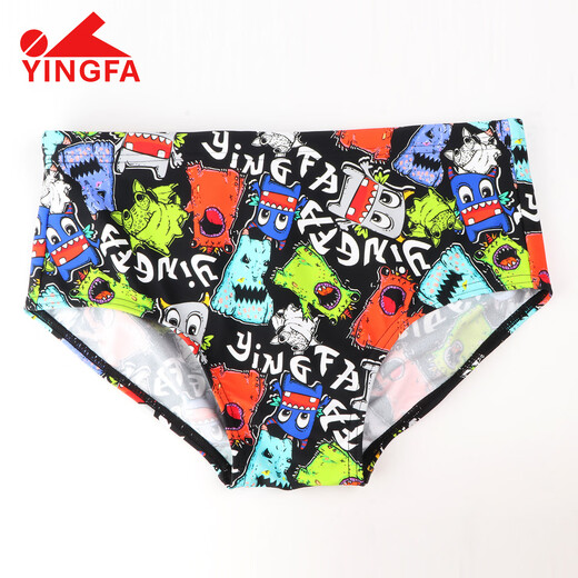 YINGFA men's swimming trunks, professional racing swimming trunks, men's swimming training equipment, children and adults new triangle swimming trunks, graffiti printing, professional wide-brimmed triangle swimming trunks S Recommended waist size 60--67CM