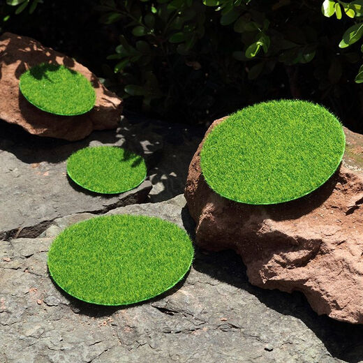 Ancient style fake lawn model desktop building green micro landscape simulation moss ecological bottle decorative bonsai grassland about 15 cm square 2 pieces ((measure the size you need)