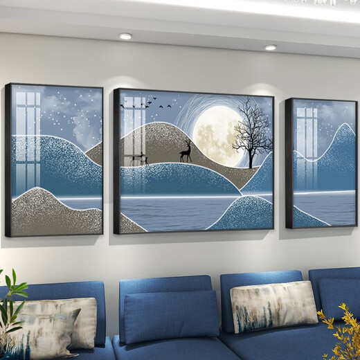 简约现代客厅抽象装饰画沙发背景墙挂画轻奢北欧风电视墙壁画 TXMG12034 中间70*50cm/左右35*50cm适用2
