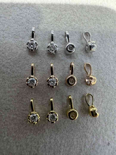 Olevo pure 18k gold stone small pendant 5 points-10 points small round accessories Au750 gold with gold and 10 points diamond 18k yellow pendant (1 piece)