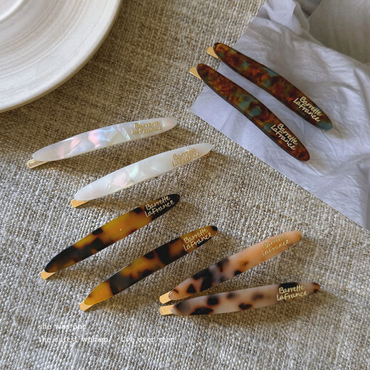 Morning Star Korean version of acetate gold label one-word clip bangs broken hair clip for women 2025 new high-end side clip hair clip hair clip headwear blue coffee pair