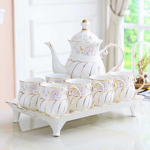 Jingdezhen high-end European water cup set ceramic living room cup family light luxury teapot tea set teacup household cup set national beauty and fragrance