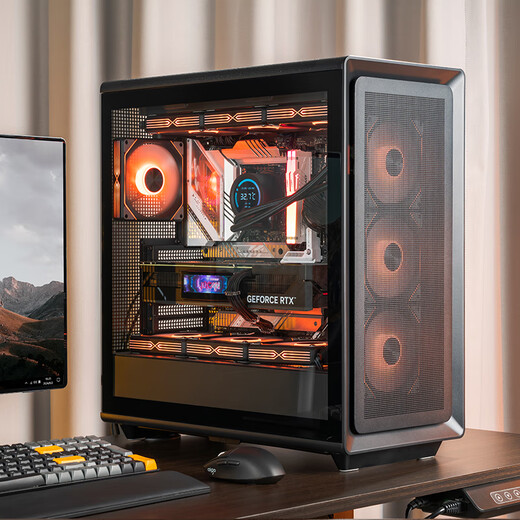 爱国者 扶摇千里 电脑机箱台式机ATX大箱360水冷电竞游戏台式主机箱 黑色 贰号玻璃侧板