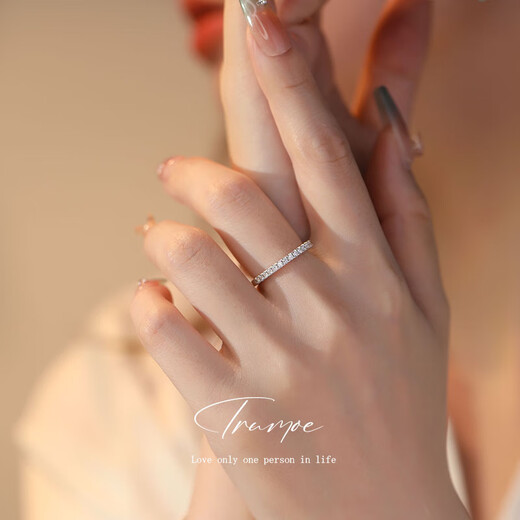 Guanpu Pavilion Fat Donglai same style pt950 platinum moissanite row diamond ring first foam imossanite silver diamond stack ring tail ring request row diamond ring opening adjustable