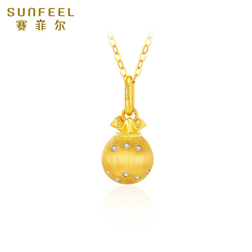 Safir birthday gift 18K gold enamel pendant female brushed lucky bag girlfriend birthday gift K yellow single pendant