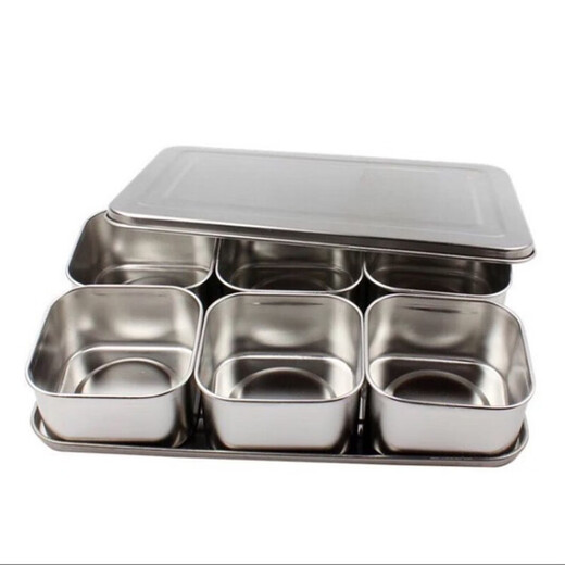 Molosun practical stainless steel seasoning box seasoning box machine-made flavor box sample box food display box seasoning stainless steel flavor box complete set six flavors free spoon
