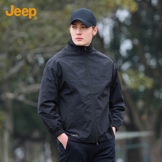 JEEP Jeep Men's Jacket Fashion Trend Versatile Stand Collar Outdoor Casual Sports Jacket Men Black L