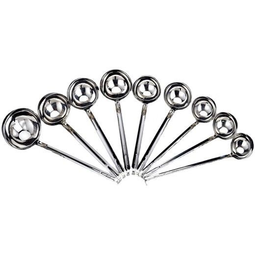 CLCEY commercial stainless steel long-handled measuring spoon grams and spoons sauce flour soup shell baking kitchen 1020g ml set 10g/ml 304 stainless steel one-piece molding