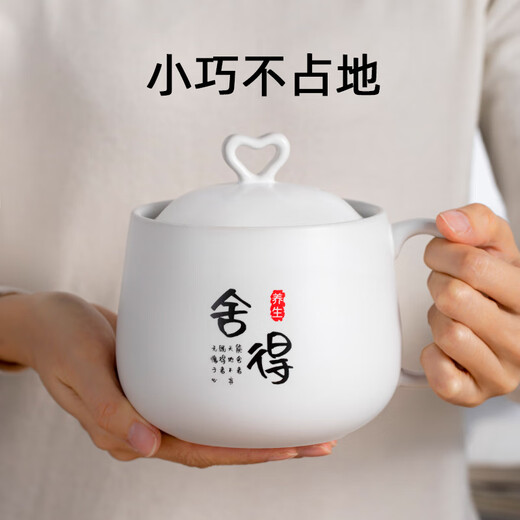 DIKO multifunctional health cup small stew pot soup pot ceramic bb porridge cooker electric stew pot fully automatic mini porridge pot household 1 person office tea and porridge artifact student white 1L casserole cup 400W smart base