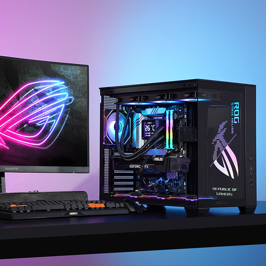 ASUS 24-issue interest-free ultra7 265KF+5060Ti/5070Ti/5080 black ROG ocean view room family bucket custom water-cooled e-sports gaming computer diy host with three U7 265KF丨5070丨32G丨1T ROG family bucket
