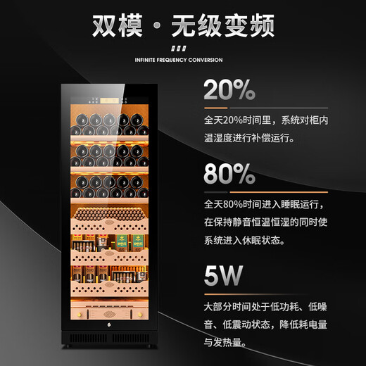 CIGARLOONG CL-120C1 cigar cabinet with constant temperature and humidity, cedar wood liner, water ion removal, ammonia and alcohol nourishment, WiFi remote control, large capacity compressor, air-cooled, frost-free cigar and wine cabinet, black cedar wood cigar and wine model, WiFi + purified ammonia + constant temperature and humidity