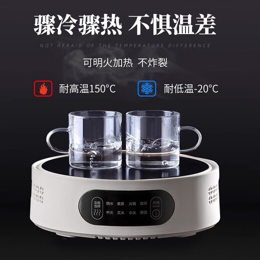 YIHUTEA glass cup heat-resistant small tea cup tea set accessories thickened Kung Fu flower tea cup set home office water cup 6-piece set (100ml)