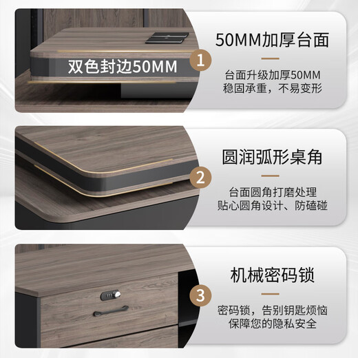 Yanhong boss desk desk light luxury high-end president office desk and chair combination simple modern executive desk executive desk 2.4 meters painted boss desk (including light strip)