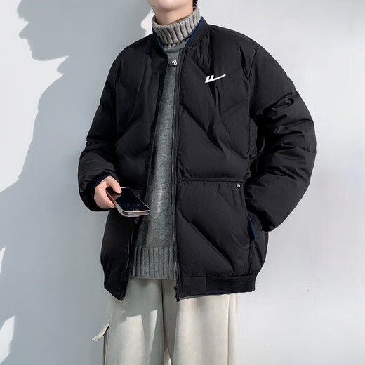 Mit Baumwolle gefütterter Pull-Back-Mantel für Herren im Winter, mit Baumwolle gefütterter Herrenmantel, langärmelige warme und kältebeständige Jacke, verdickte Jacke, mit Baumwolle gefütterte Jacke LG-HL-A347-9898-3-Black XL (empfohlen 120-140 Jin Jin entspricht 0,5 kg)