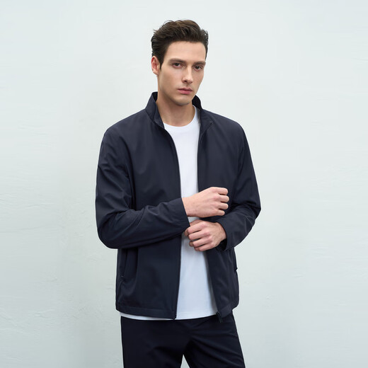 EMZ Ordos Contains Mulberry Silk Spring New Light Business Jacket Men's Solid Color Stand Collar Commuting Jacket